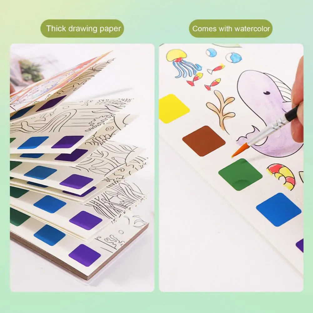 Карманные книжки-раскраски для детей Акварельная бумага поставляется с краской портативный для взрослых гуашь Детские художественные принадлежности для рисования