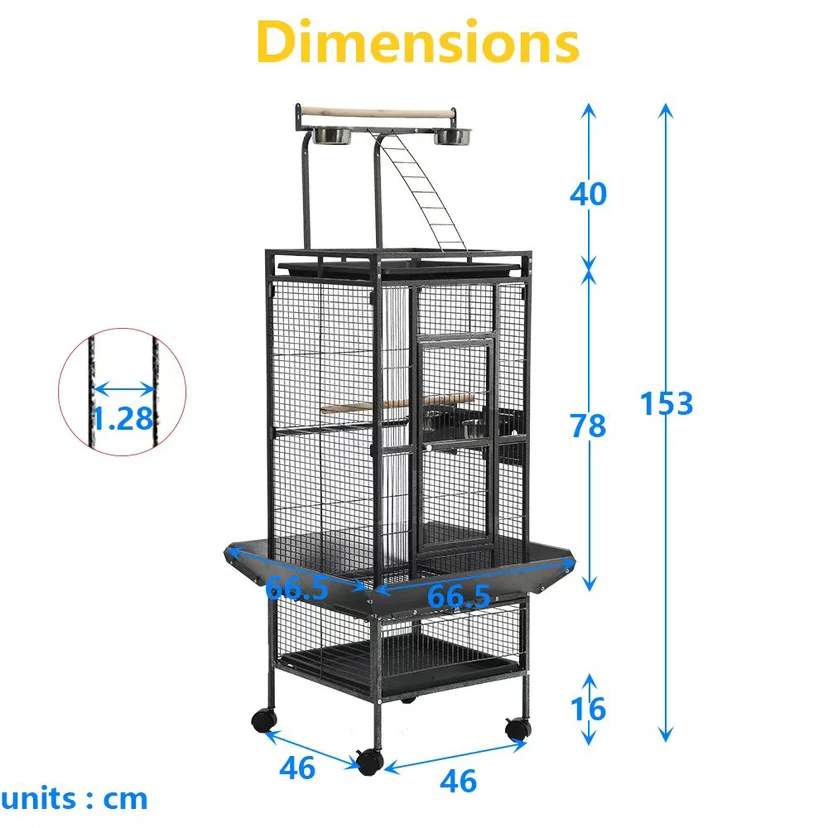 Anti-Splash Bird Cage Top-Nest Pigeon & Parrot Carrier Square Breeding Cage with Steel Plastic Mesh & Wired Material
