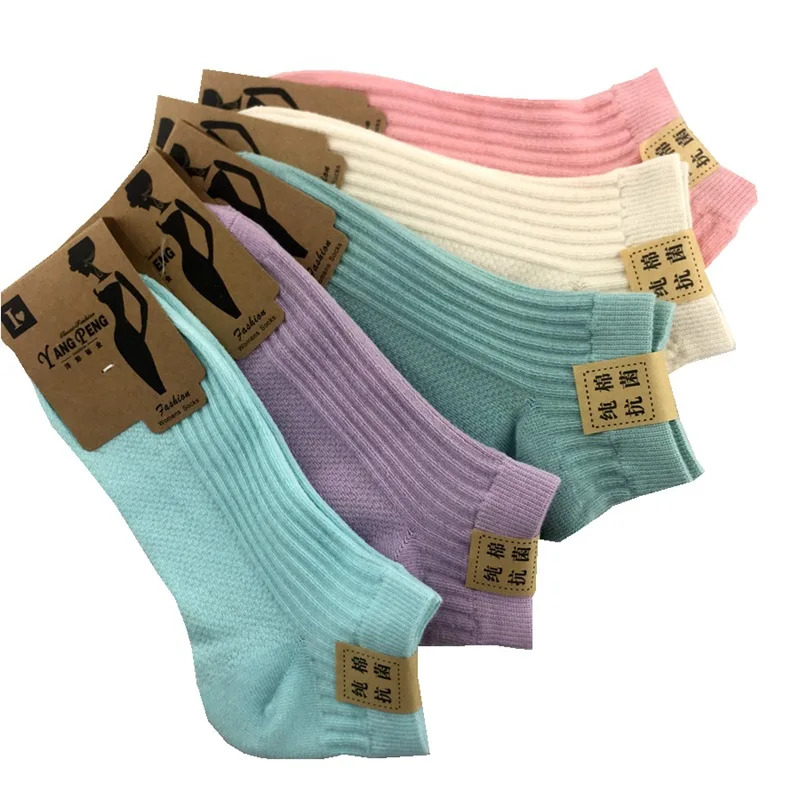 5 Pairs 100 Baumwolle Socken Frauen Männer Weibliche 1 Set Lot Farbe Packung Süßigkeiten Farbe Damen Socken Solid Farbe Unsichtbare weibliche Socke