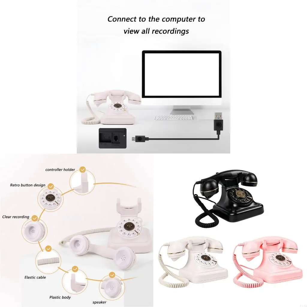 F19B Audios Guest Book Wedding Phone with Playback Feature for Wedding,Anniversary,Birthday Parties,Tattler Phone for Classroom