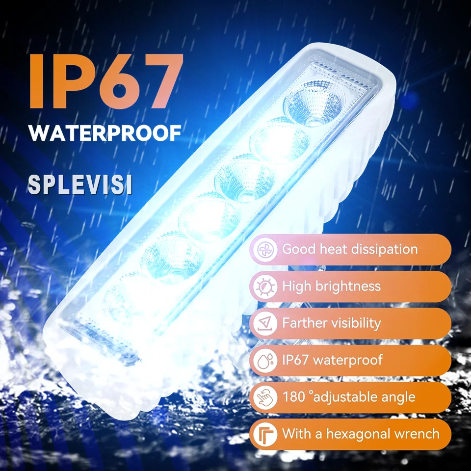 

2Pack White 18W LED Light Pods Navigation Lights Marine Spreader Deck/Mast lights Flood Light Bar Boat Sailboat Yacht 12-24v DC