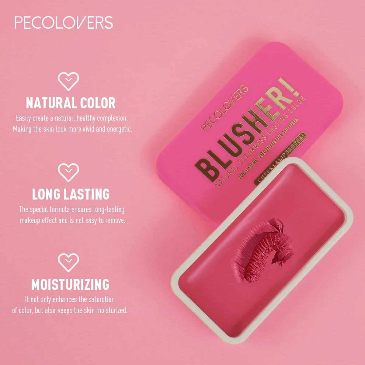 Colorido Mositure Blush Stick Rosto Rosa Creme Bochecha Blush Cosméticos 3 em 1 Tubos de Maquiagem usados em Lábios, olhos, bochechas