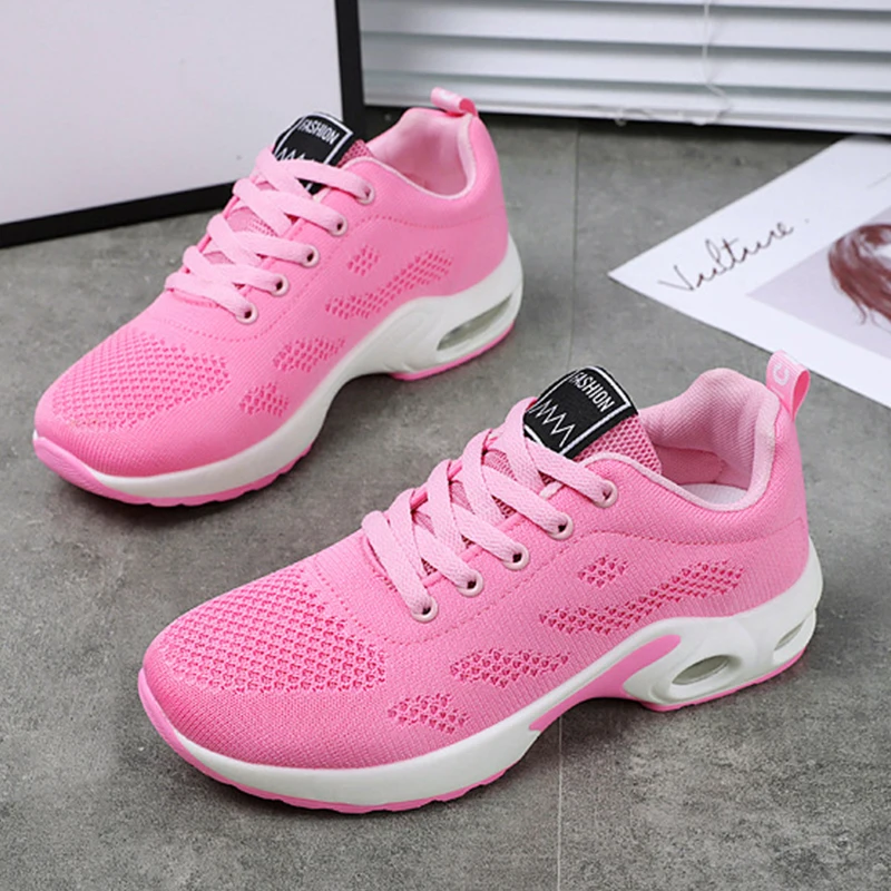 

New Running Shoes Ladies Breathable Sneakers Summer Light Mesh Air Cushion Women's Sports Shoes Outdoor Lace Up Training Shoes