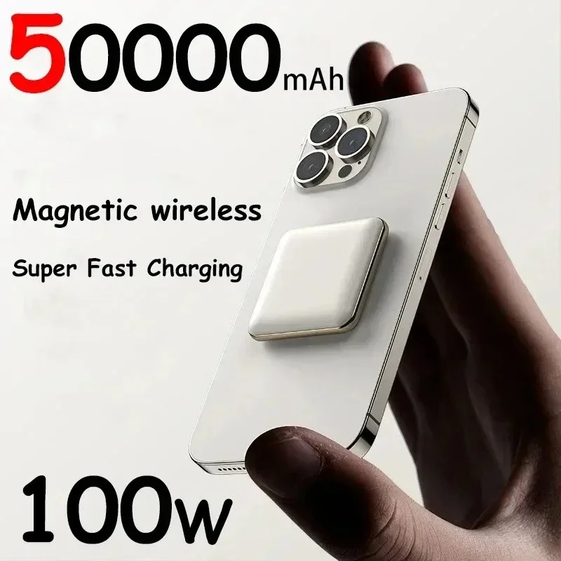 Mini 50000mAh Magsafe Power Bank Fast Charging Magnetic Wireless Power Bank Large Capacity Lightweight Portable External Battery