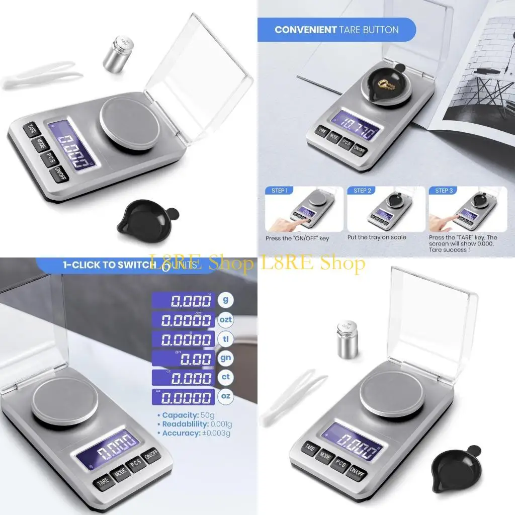 L8RE Portable Scale with LED Display and Calibration Weight Jewelry Weighing Tool