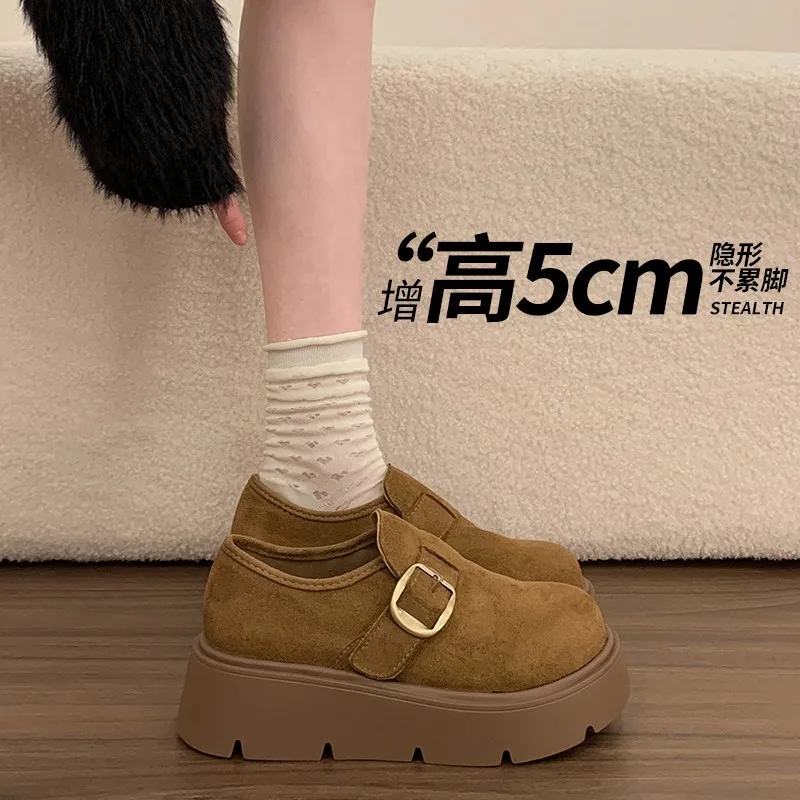 Thick-soled Height-increasing Fully Enclosed Women's Shoes 2026 New Spring Casual Retro Loafers view 5