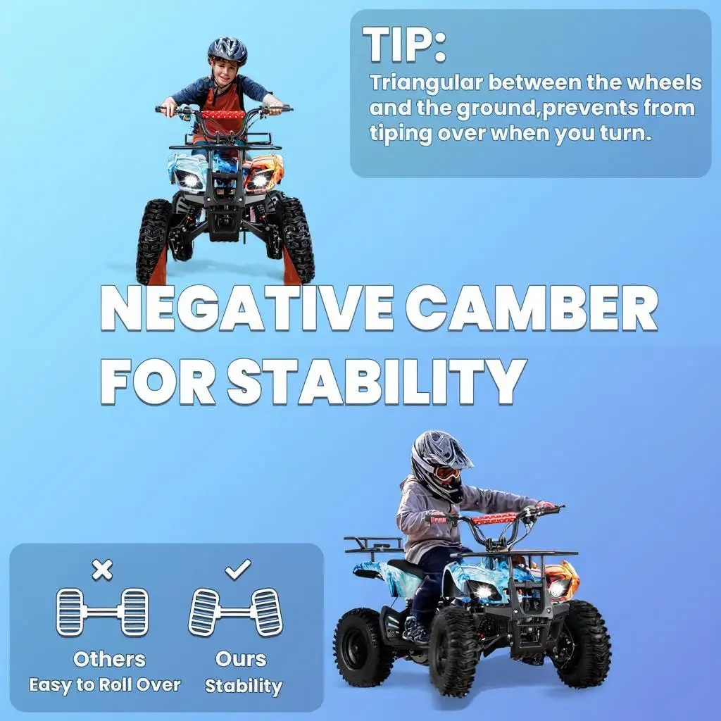 36V Electric Dirt Quad - 500W Brushless Motor, 4 Pneumatic EVA Tires, All-Steel Frame, 3 Shock Absorbers, Adjustable Speed