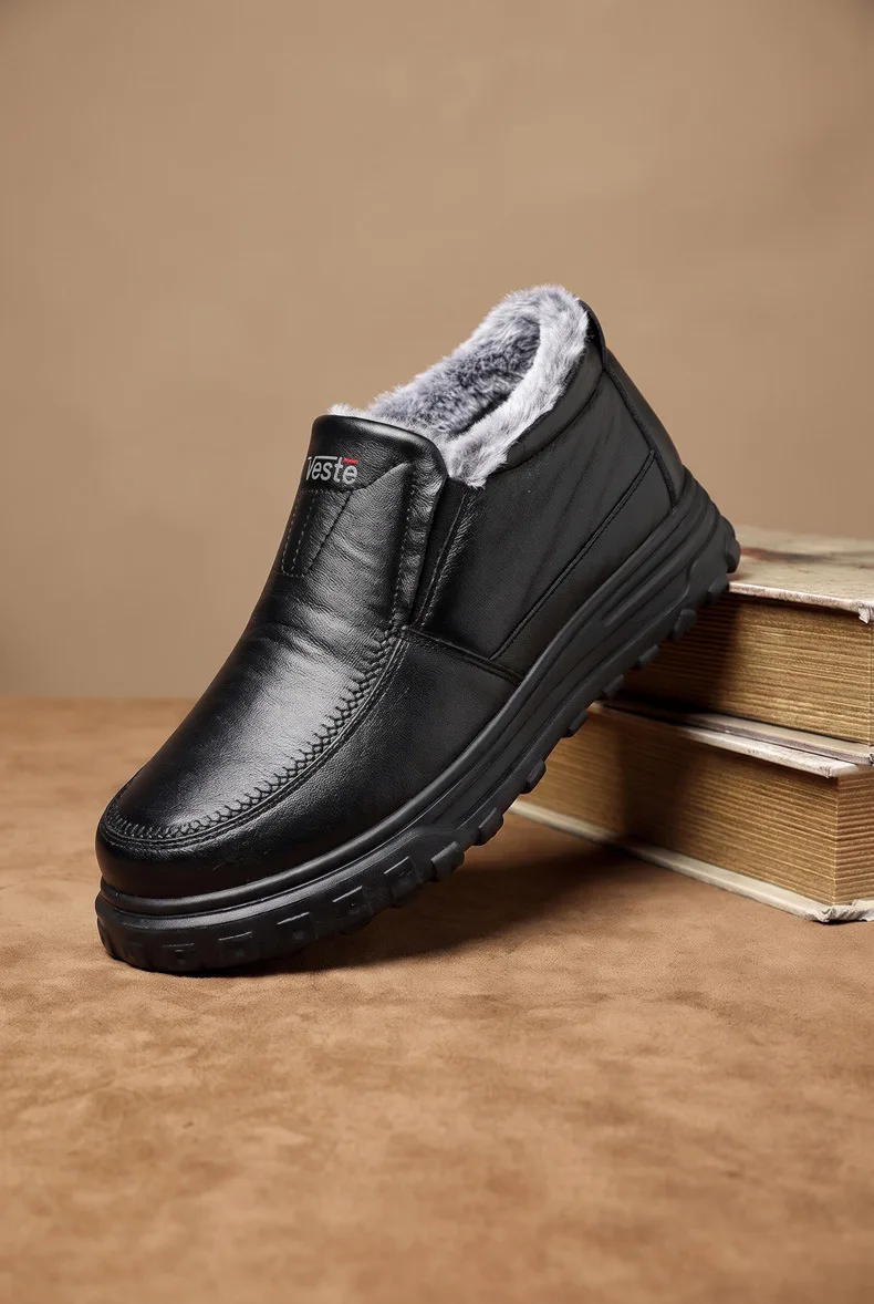 Herren Winter Slip-On Schuhe Wasserdicht Dick Plüsch Gefüttert Warme Casual Loafer Rutschfeste Plattform Schneestiefel – Detail 18