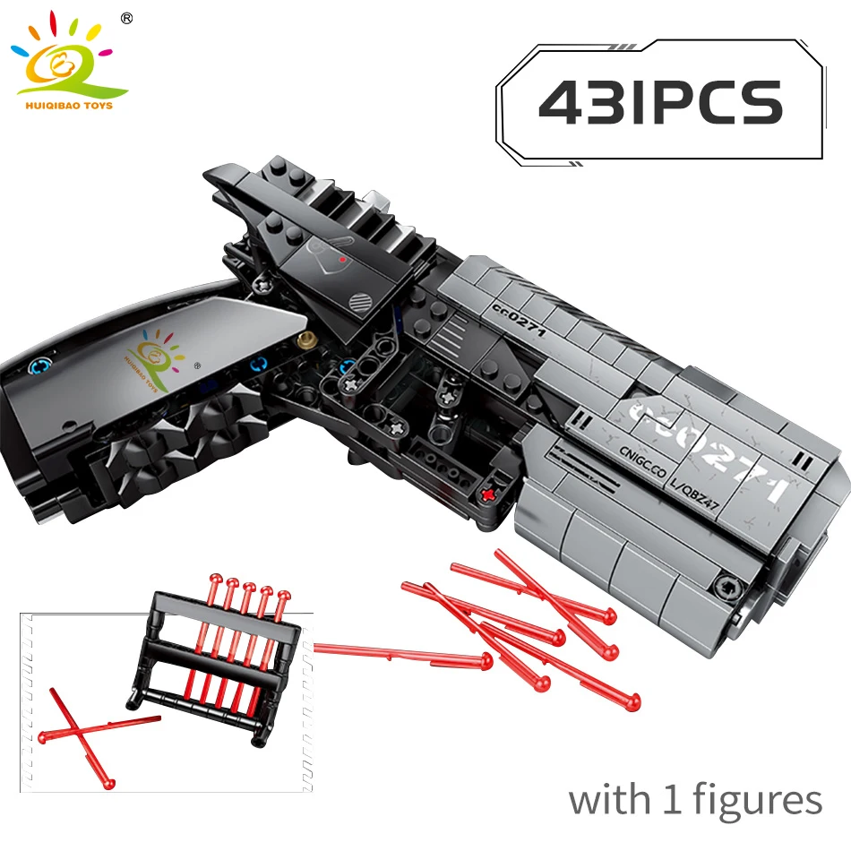 HUIQIBAO 431Pcs Wandering Earth DIY Cap Pistol Signal Model Building Blocks Tech Gun Educational Shooting Game Bricks Toys Kid