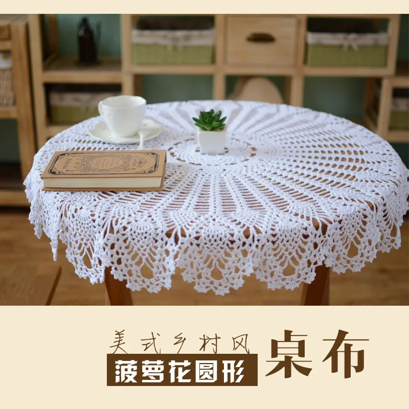 100% Cotton Crocheted Tablecloth Handmade Shabby Vintage DIY Round Table Cloth Lace Table Cover Cup Mat Placemat