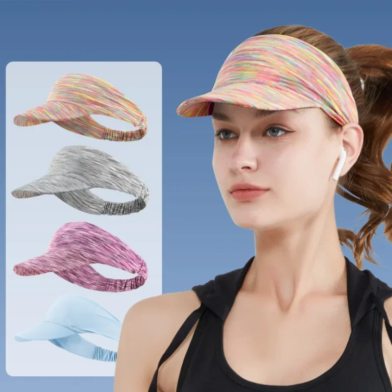 Summer Empty Top Foldable Sport Running Hat Fashion Colorful Women Simple Quick Dry Tie Dye Beach Cap Ice Silk Sun Visor Hat