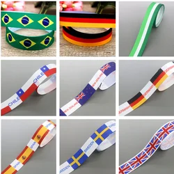 DHK 7/8''5yards Flag Printed Grosgrain Ribbon Accessory Hairbow Headwear Decoration DIY Wholesale OEM C1878