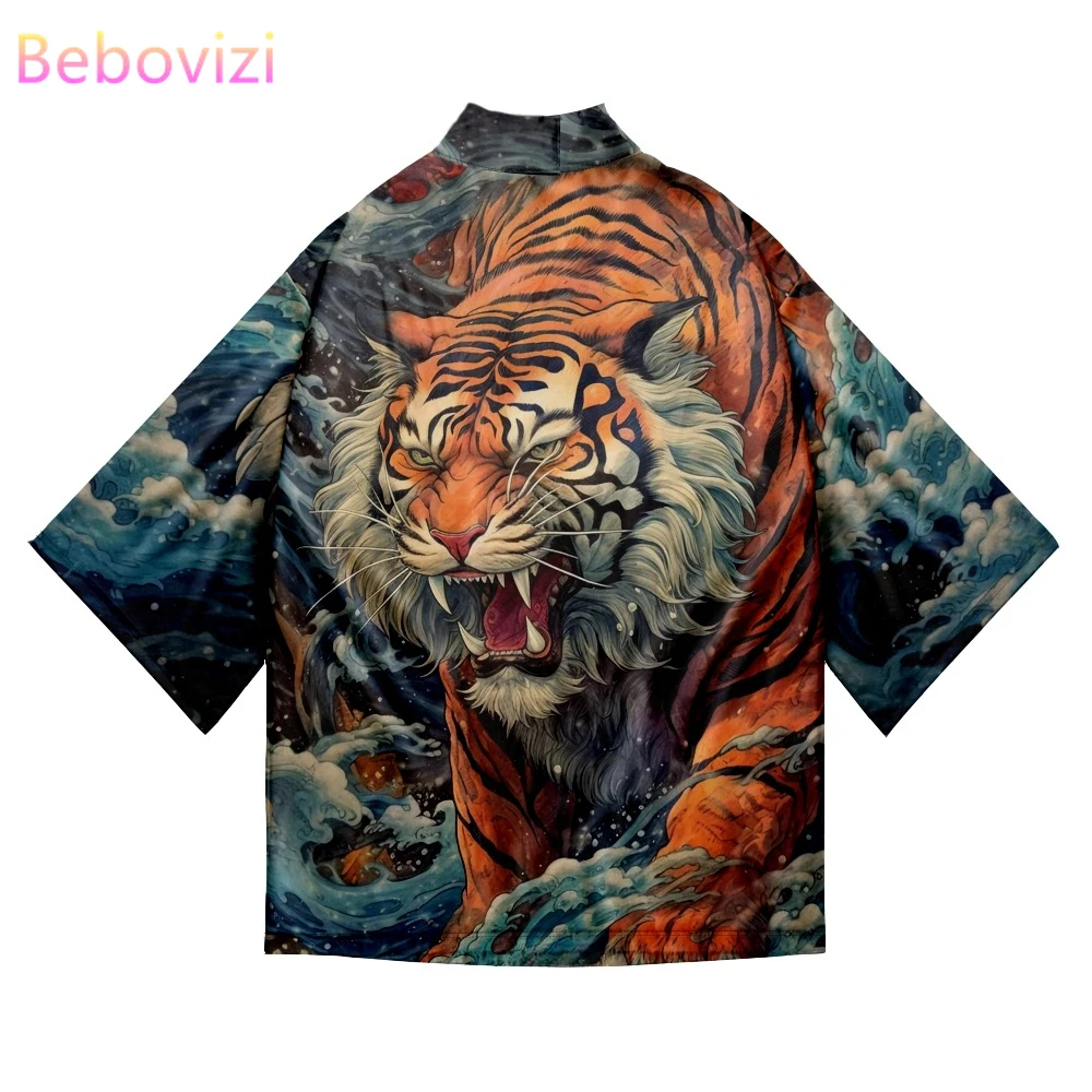 

Anime 3D Tiger Print Samurai Shirt Asian Streetwear Haori Kimono Women Men Cardigan Yukata Cosplay 2024