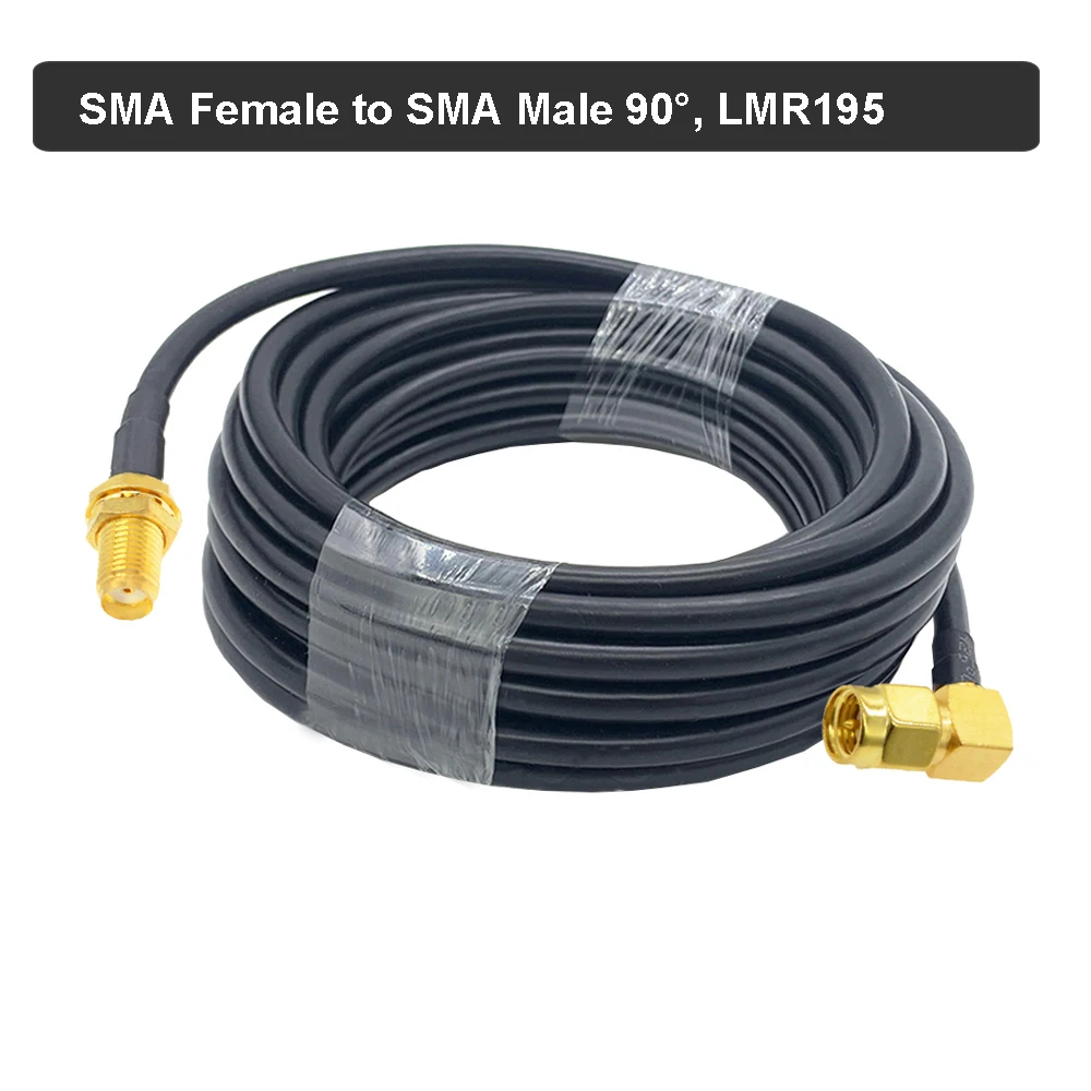 SMA Female to SMA Male Right Angle LMR195 Cable Adapter LMR-195 50-3 50ohm RF Coaxial Pigtail WiFi Antenna Extension Cord Jumper