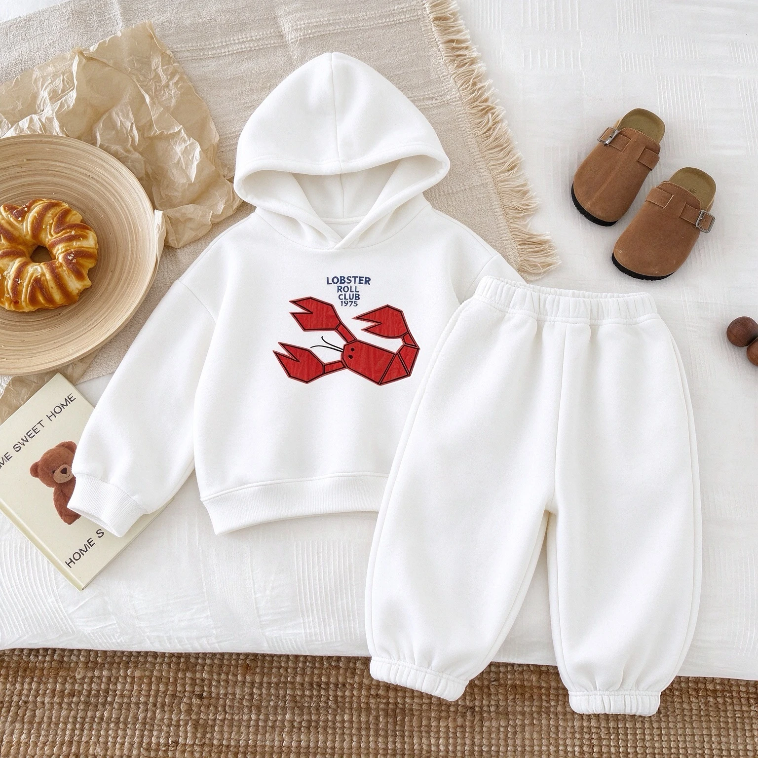 Hoodies + Sweatpants 2pc/set For Children Clothes Autumn Winter Thicken Warm Kids Long Sleeve Suit Casual Simple Tracksuits