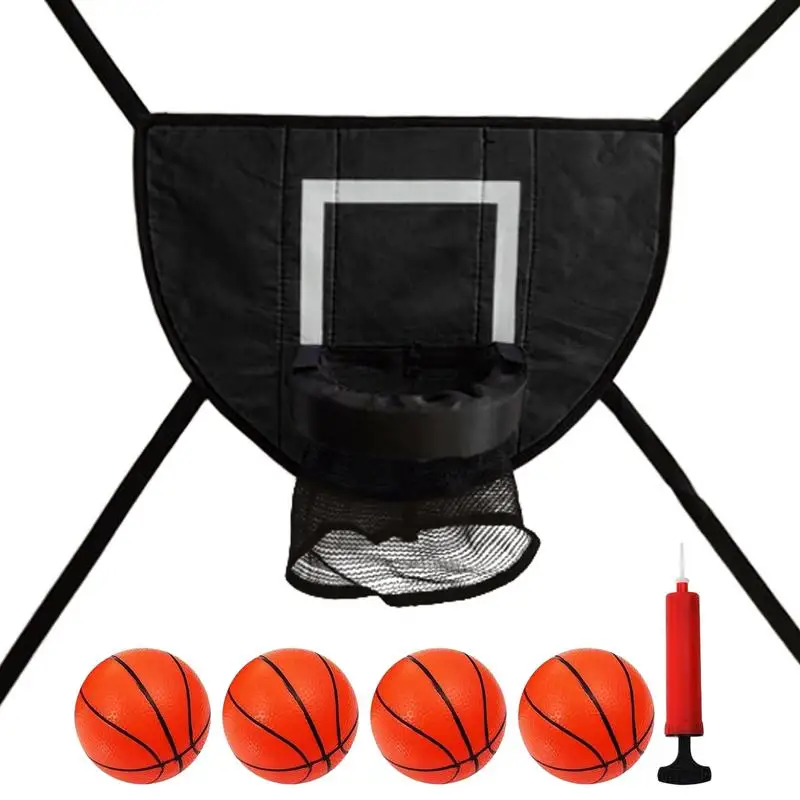 

Basketball Hoop For Trampoline Outdoor Adjustable Soft Basketball Rebounder Hoop With 4 Balls Trampoline Accessories