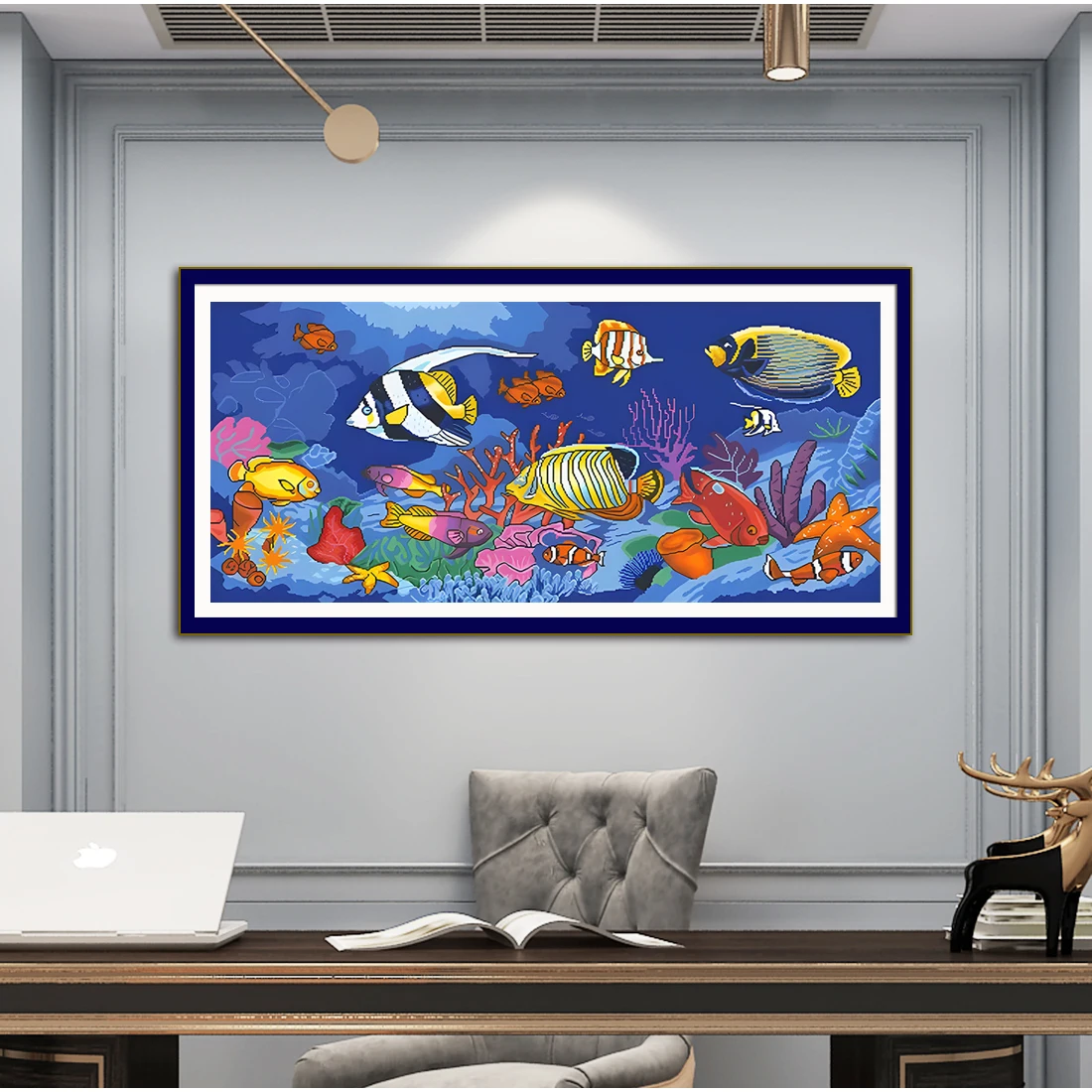 Undersea Scenery Cross Stitch Kits DIY Handmade Embroidered Printing Crafts New Style Fish Paradise Painting 11CT 9CT Pack Set