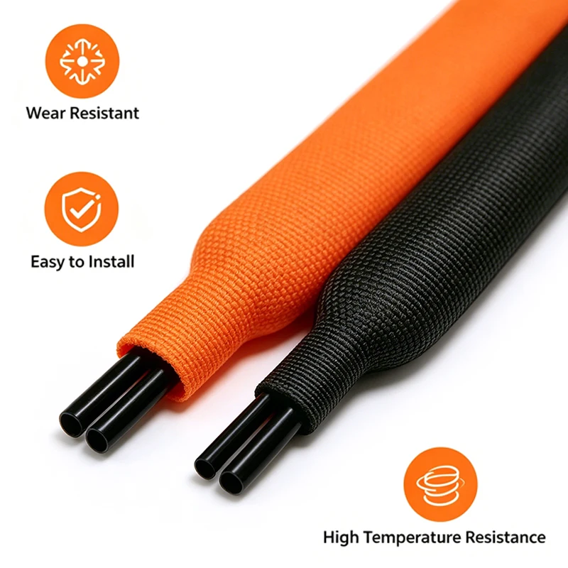 3mm-50mm Heat Shrink Braided Sleeve 1/2/3/5M Flame Retardant Insulation Anti Aging Shrinkable Wire Cable Organizer