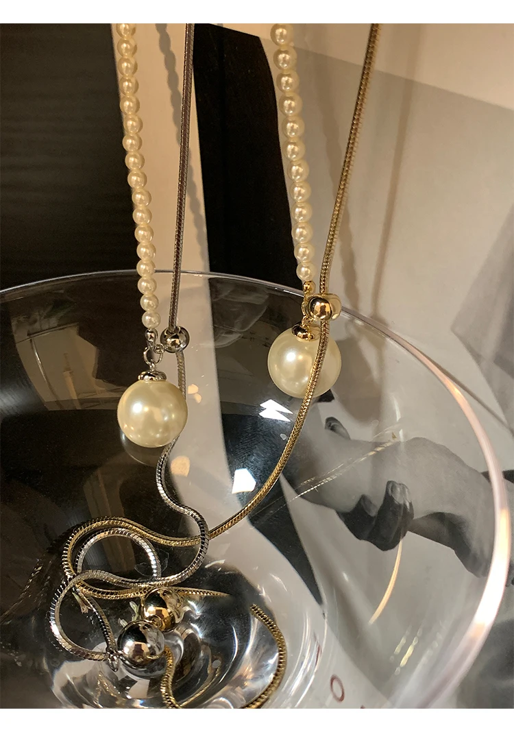 2024 neue Design Perle Ziehen Schlange Knochen Kette Lange Halskette Für Frauen Mädchen Mode Zubehör Pullover Kette Partei Schmuck – Detail 20