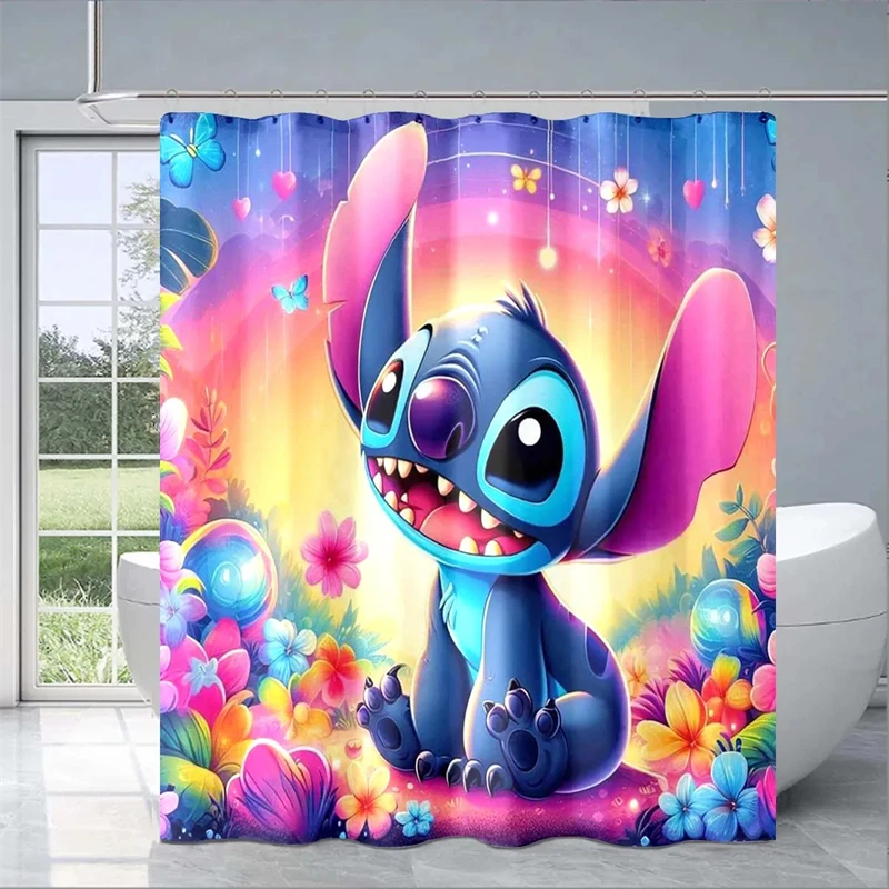 Stitch Shower Curtain Anime Cartoon Anime Bathroom Accessories Waterproof Toilet Decoration Home Decor Curtain