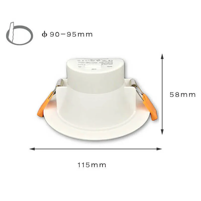 10W SAA-Australian Zintegrowana aluminiowa rura owinięta tworzywem sztucznym 3-kolorowy przełącznik Możliwość przyciemniania Downlight LED