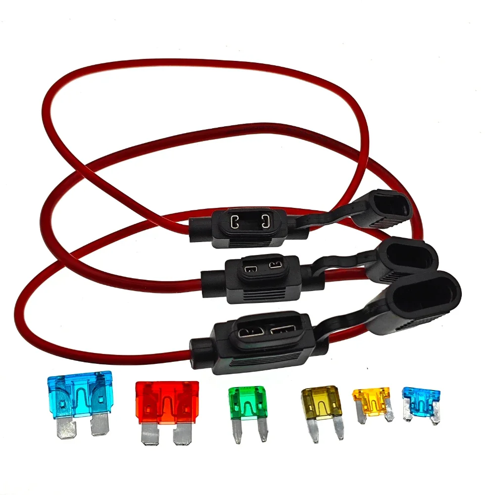 Waterproof 32V Mini Small Medium Auto Fuse Holder 18/1614/12/10AWG And Car Blade Fuse 3A 5A 7.5A 10A 15A 20A Standard/Mini/Micro