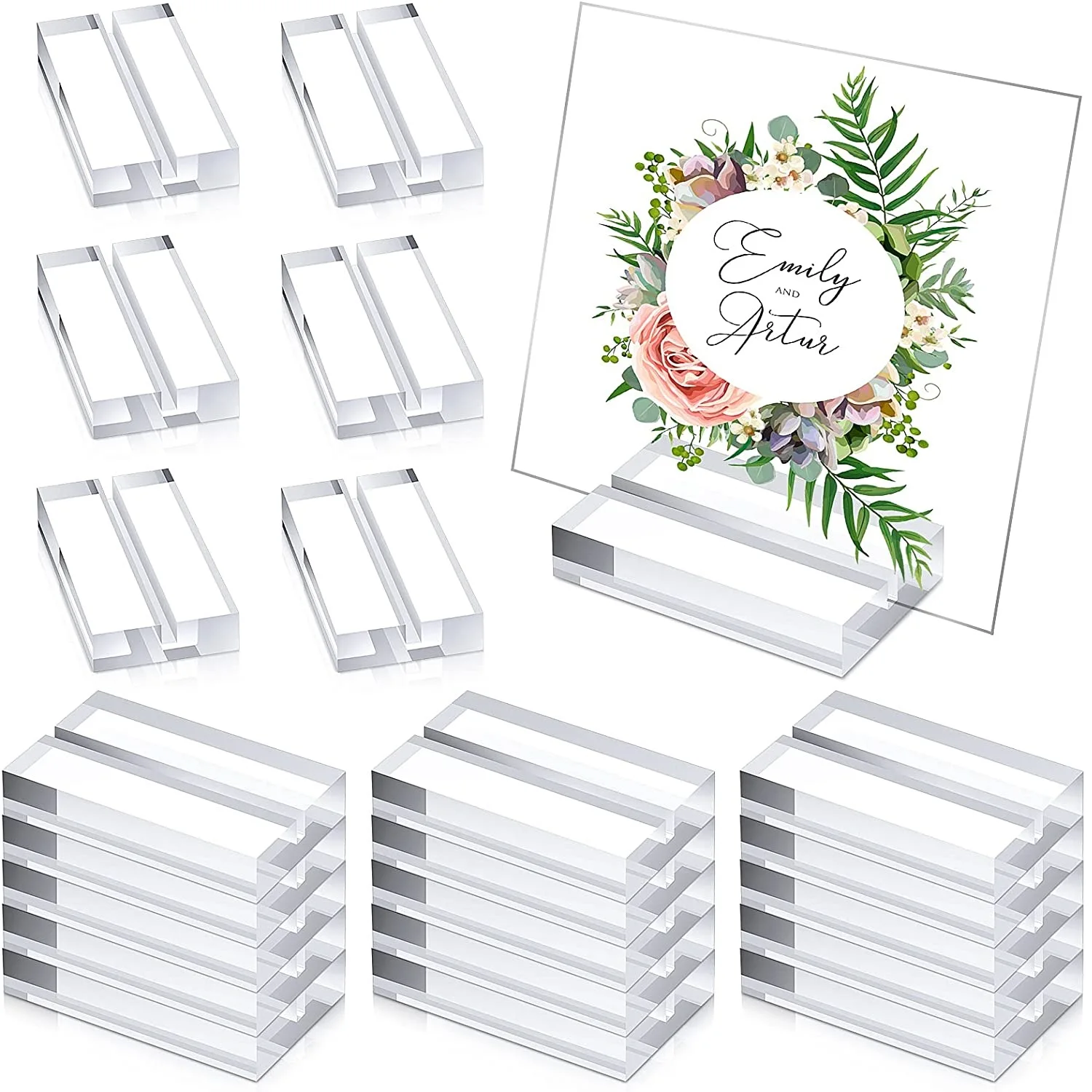 

100Pcs Clear Acrylic Stand |3mm Slot Wedding Sign Holders Perfect for Wedding Table Number Exhibition Office Restaurant Business