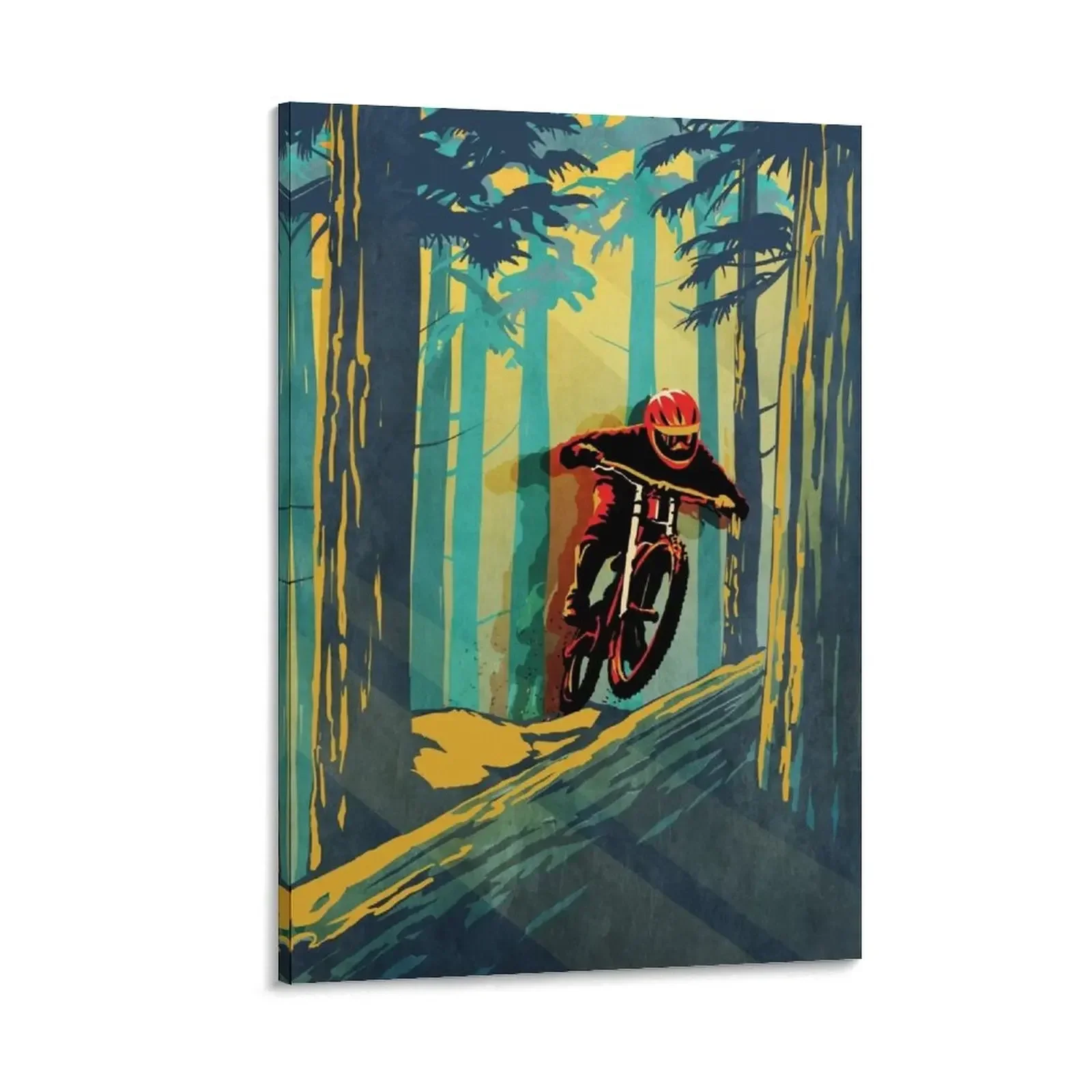 

Forest log mountain bike ghost jumper Canvas Painting Home decoration pictures for wall poster