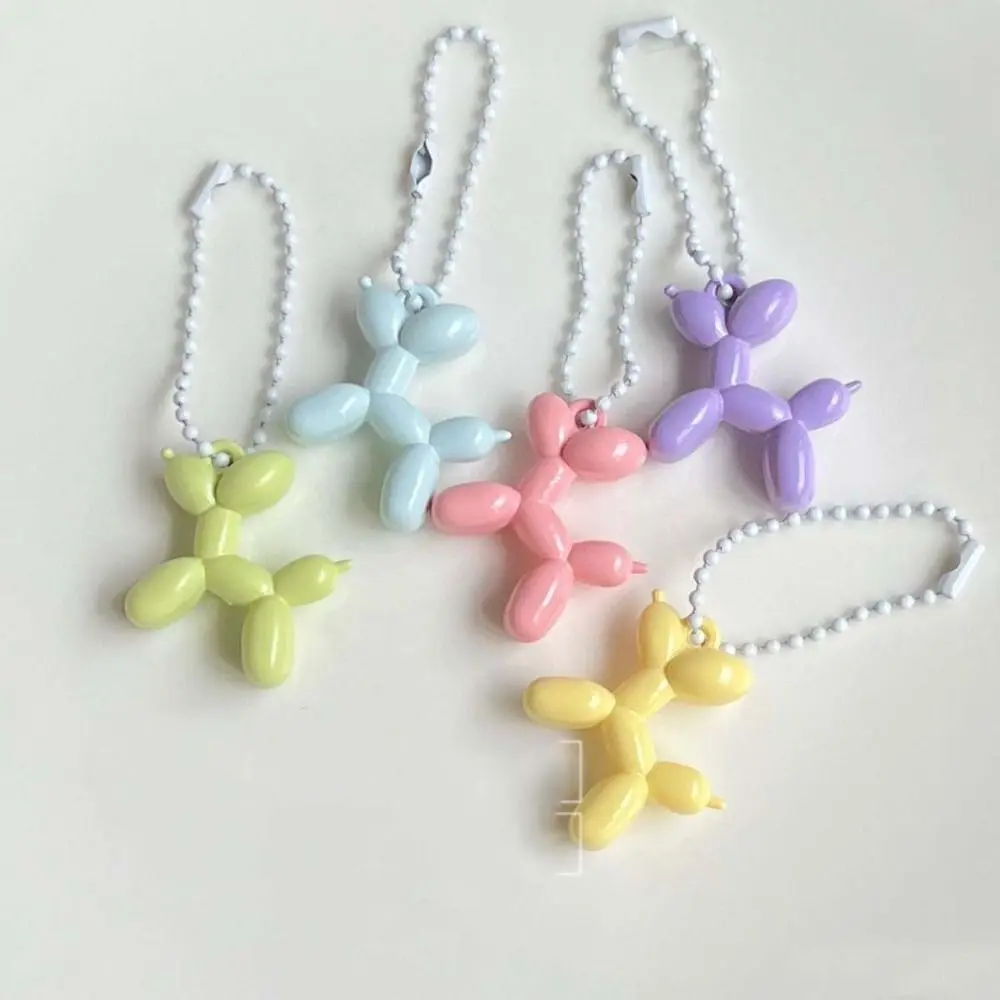 Cute Cream Colors Balloon Puppy Keychain Dog Acrylic Cartoon Puppy Pendant Ball Chain Trinket Gift