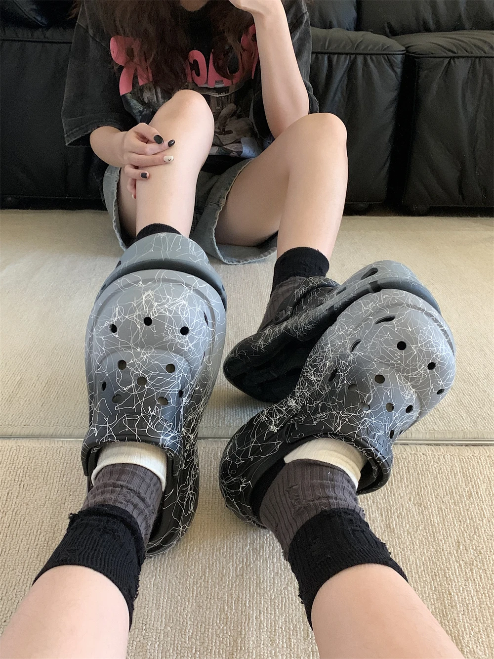 Street Garden Shoes Women Fashion Versatile Ins DIY Hole Shoes For Women Anti Odor Versatile Summer Sandals