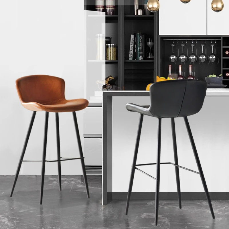 

Nordic Modern Minimalist Bar Chairs Home Backrests Iron High Stools Island Tables Bars Restaurants Light Luxury Furniture