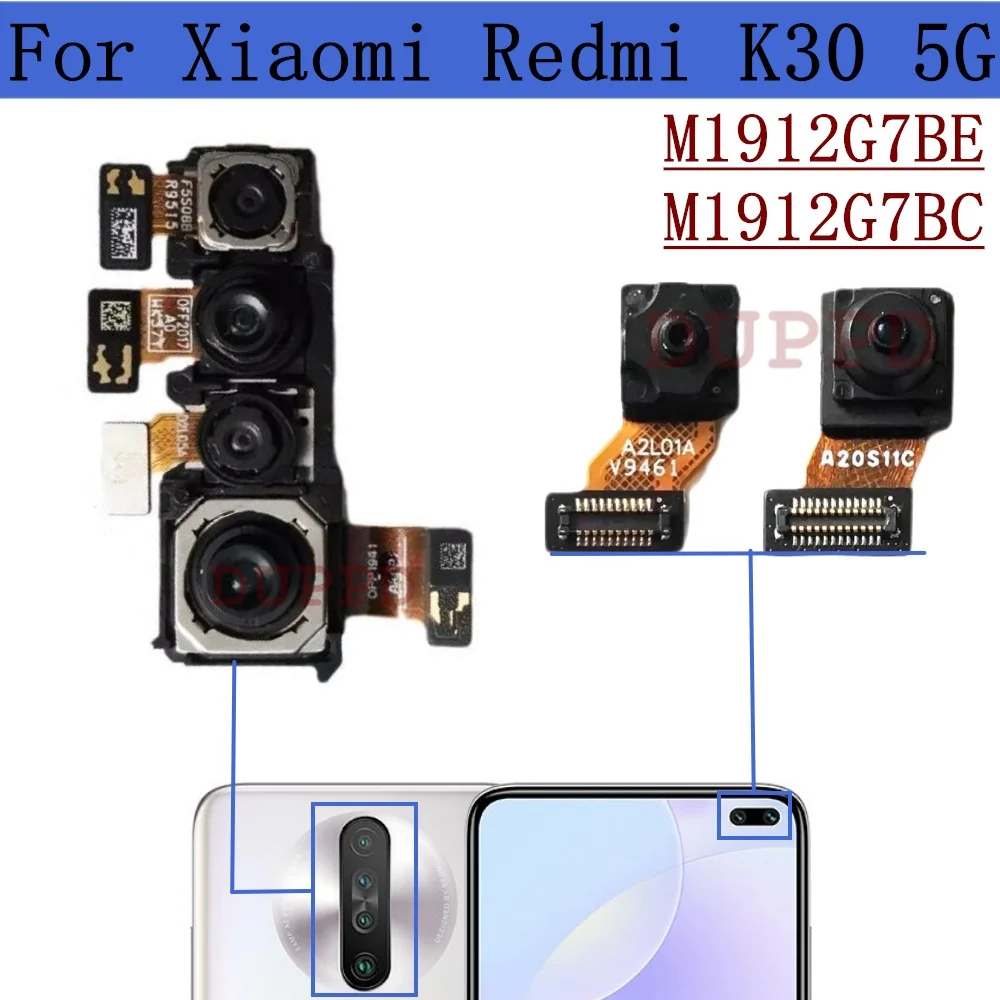 Front Rear Camera For Xiaomi Redmi K30 4G 5G Frontal Selfie Facing Wide Back Main Camera Flex Cable Parts