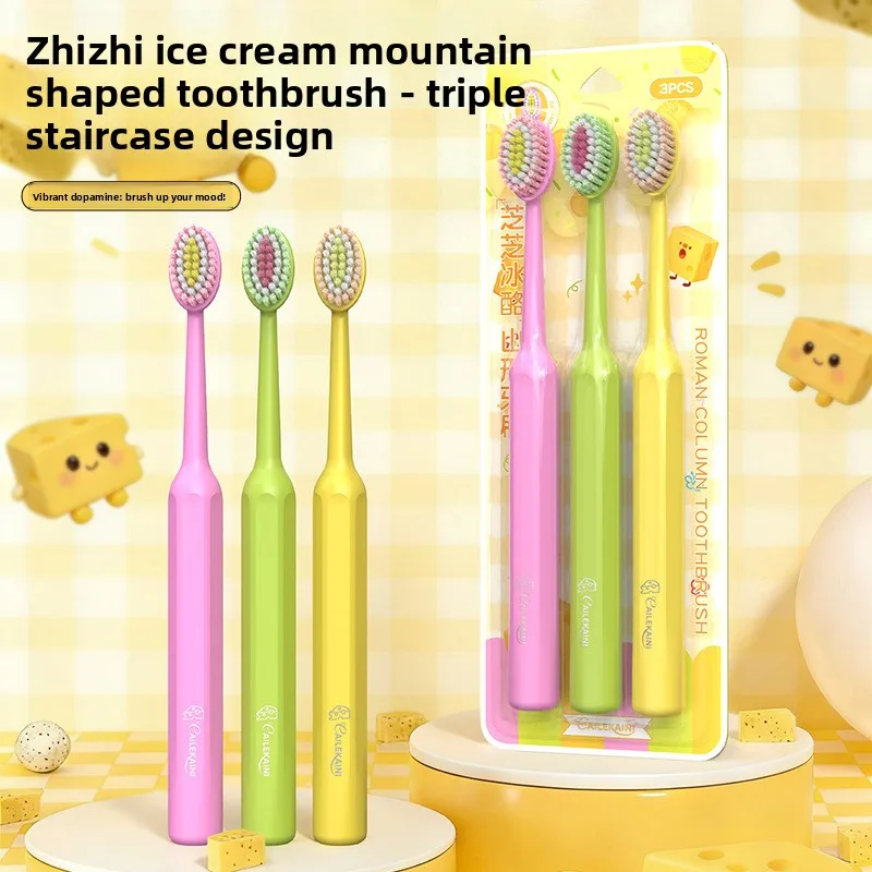 

High end soft bristled mountain shaped wide head toothbrush for deep tooth cleaning, suitable for adults, couples, and home use