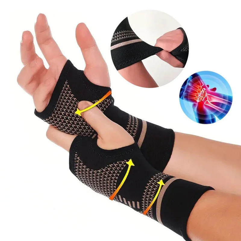 1Pc Copper Fiber Bracer Wrist Elastic Sport Bandage Wristband Hand Gym Support Wrist Brace Wrap Tennis Fitness Powerlifting