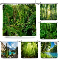 Nature Forest Shower Curtain Waterproof Bathroom Screen Trees Scenery Curtains Polyester Cloth Home Decoration Bath Curtains