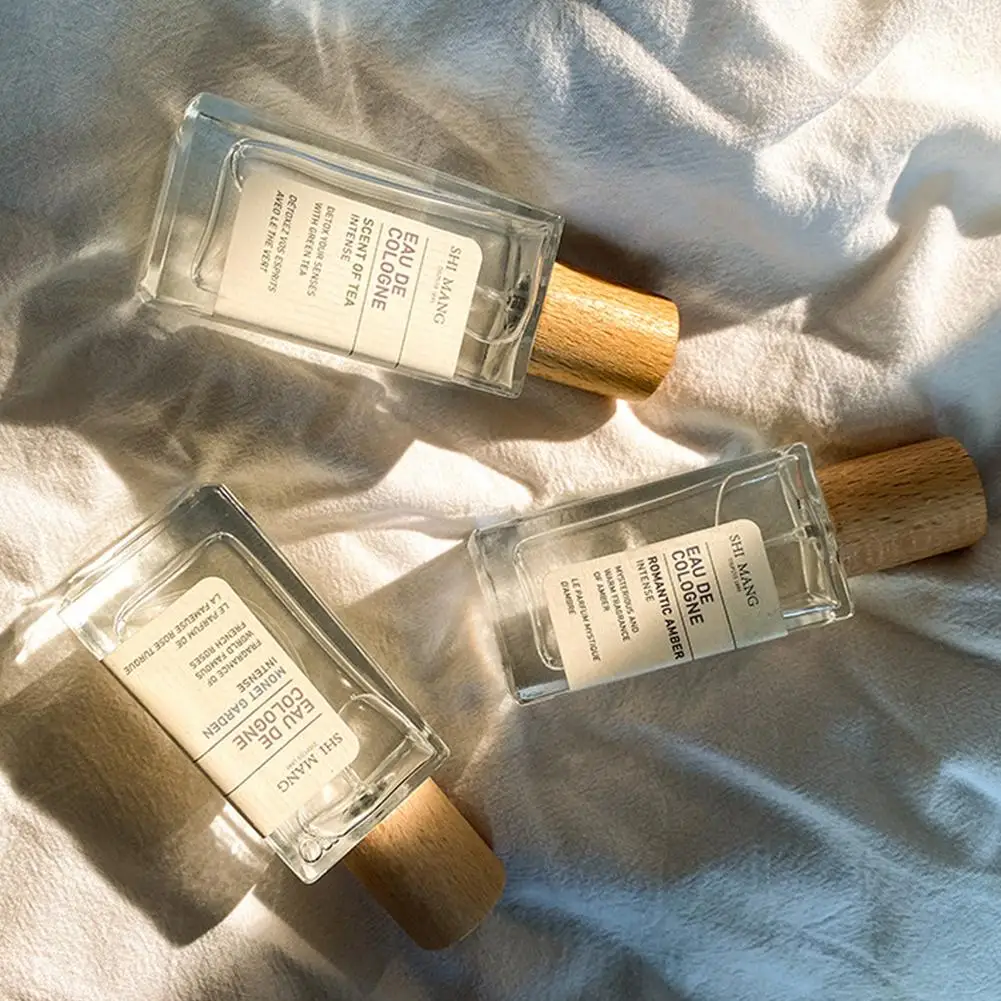 Frasco de perfume de vidro quadrado 50ml, frasco de spray transparente, garrafa de embalagem, atomizador recarregável, recipiente cosmético de viagem de alta qualidade