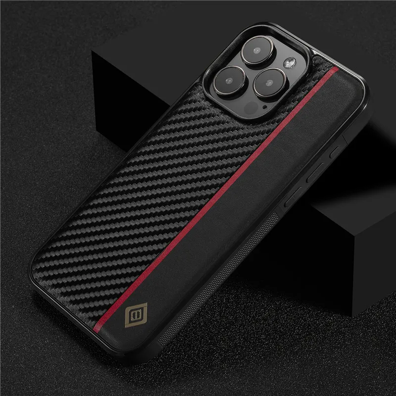 EUCAGR Ultrathin Carbon Fiber Leather Phone Case For iPhone 15 14 13 12 11 XS Pro Max XR 7 8 SE 15Plus Shockproof Phone Cases