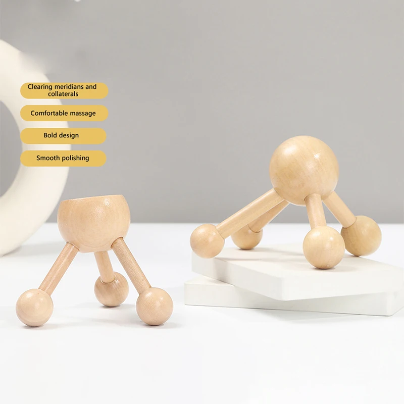 1 Pcs Neck Back 3/4-Leg Massage Roller For Hair Growth Stress Relief Wooden Head Scalp Massager Octopus Claws Relax SPA Tools