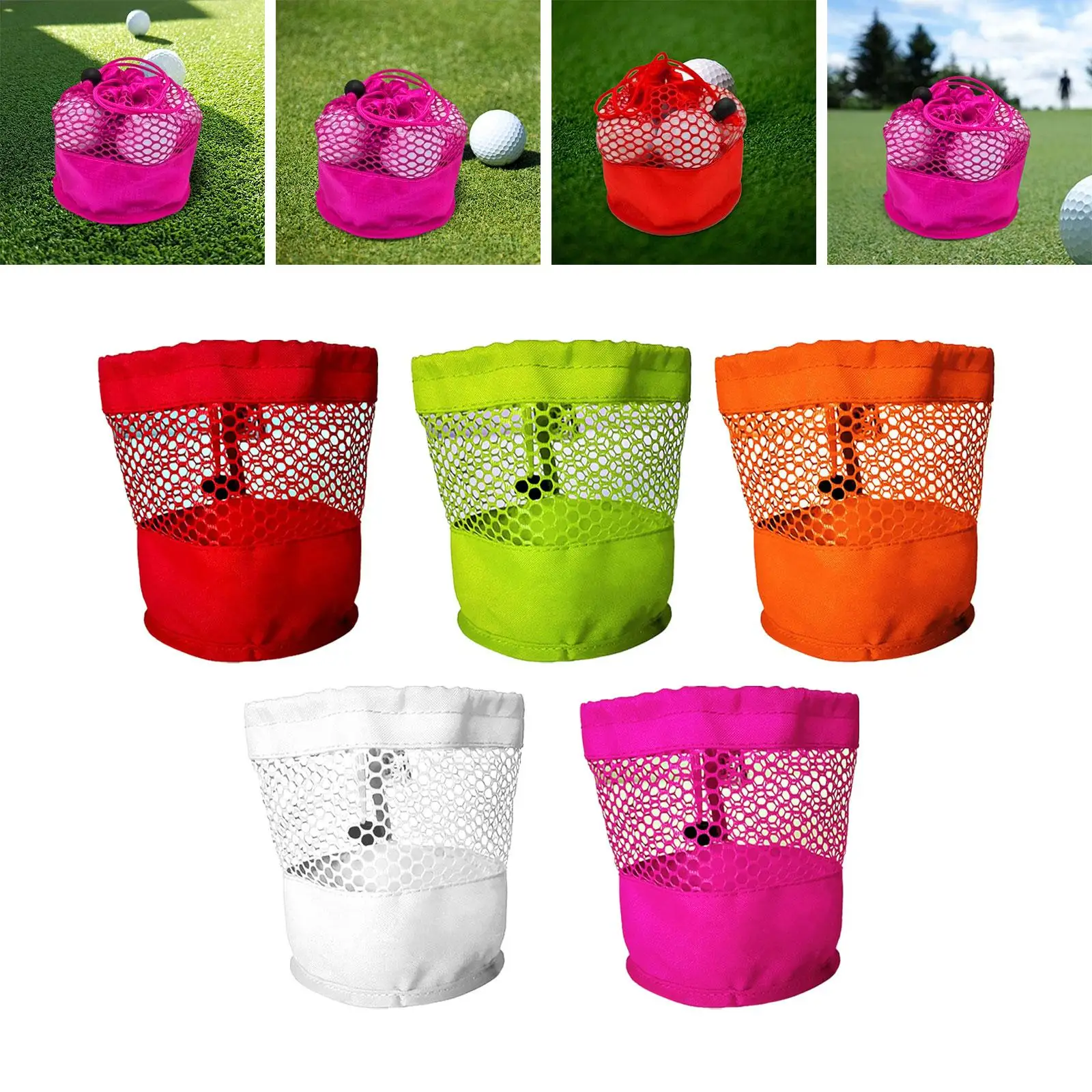 Golf Ball Bag Portable Small Net Bag Golf Ball Storage Bag Drawstring Pouch for Shower Tennis Balls Diving Gym Golf Accessories