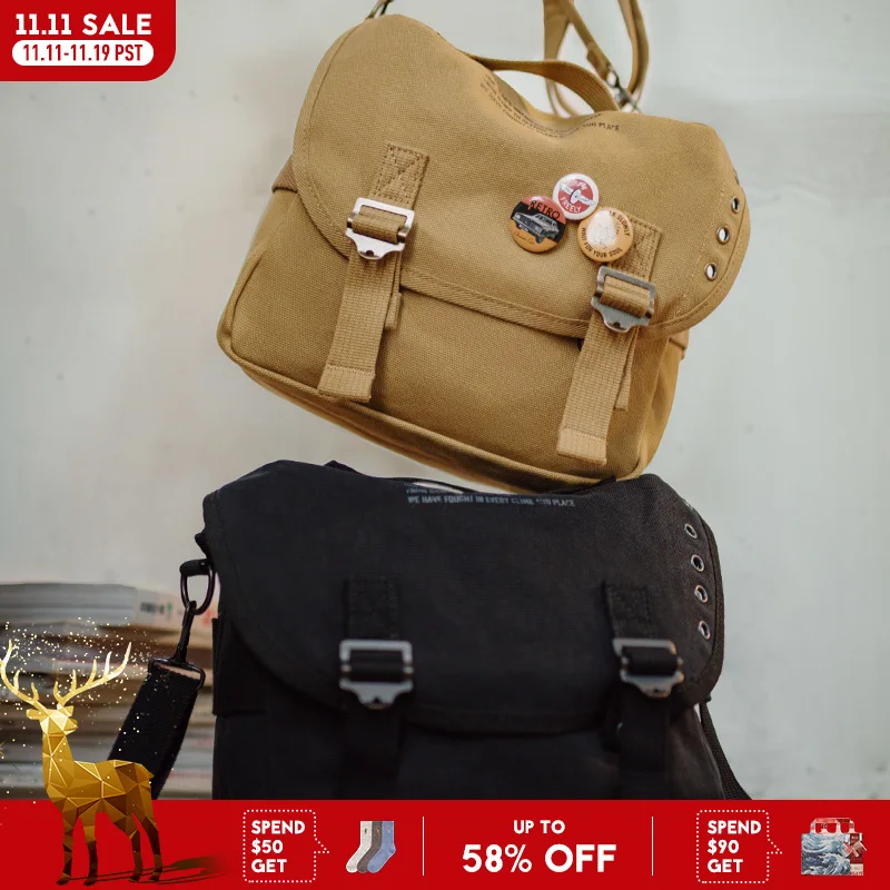 

Maden Vintage M1961 Letters Canvas Crossbody Bags for Women Casual Versatile Shoulder Commuter Messenger Bag Cotton Waist Bag