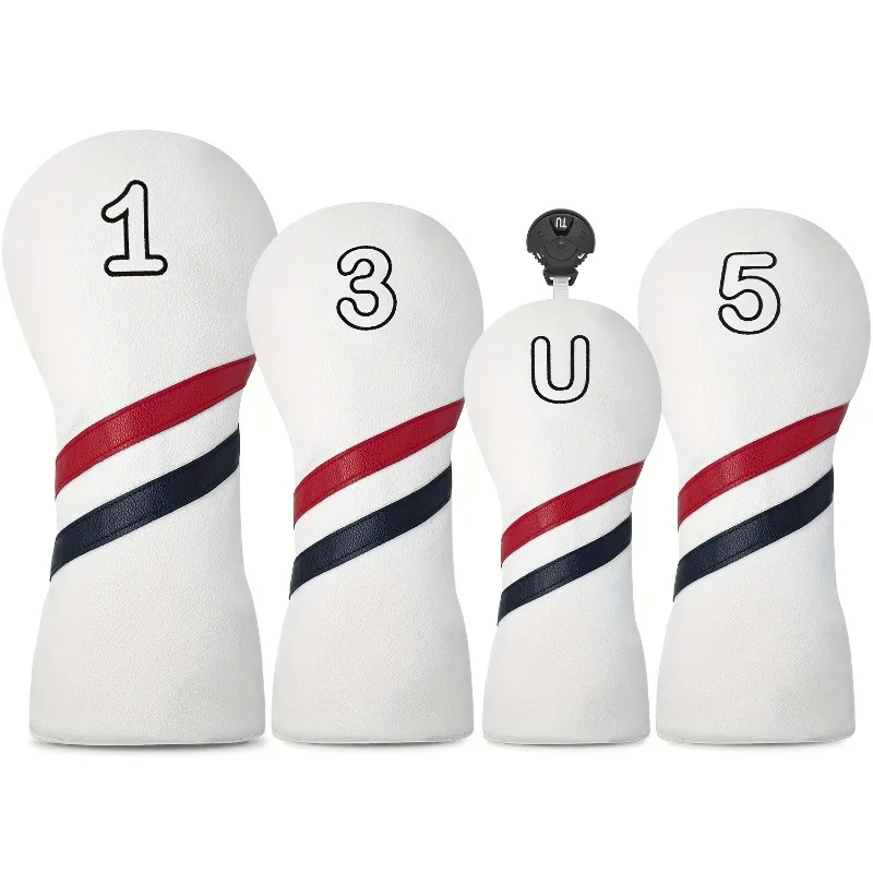 

Чехол на голову для клюшки для гольфа в красно-черную диагональную полоску — универсальный белый/красный цвет, подходит для деревянных клюшек 1 Вт, 3 Вт, 5 Вт UT