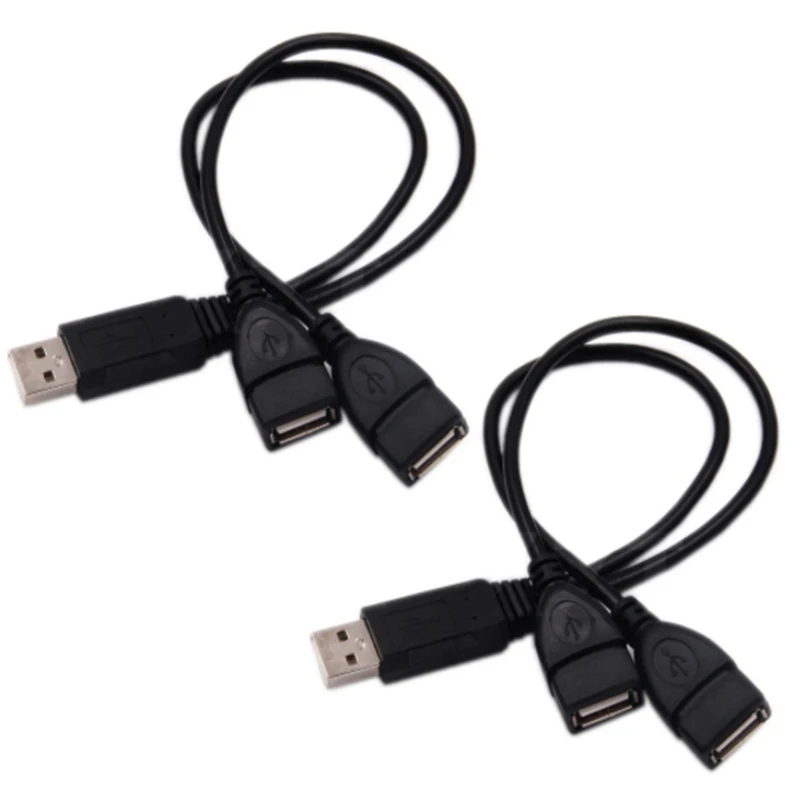 2 Port USB Hub Data Cable USB 2.0 to Two USB Female Adapter Cable for Multiple Device Charging and Data Sync D2RC