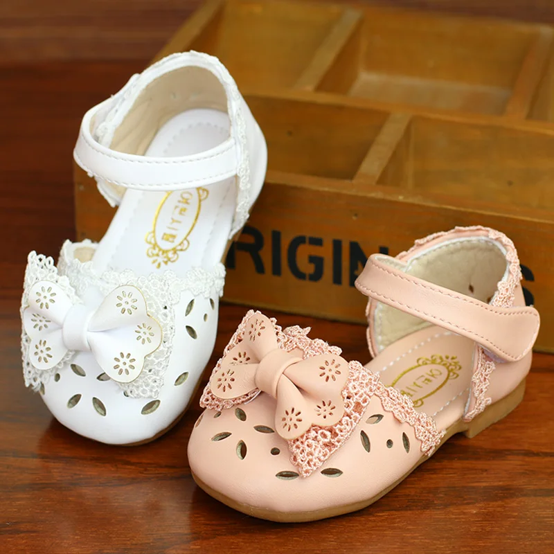 Baby Sandals Girls Baby Summer Shoes 0-2 Years Non-slip Soft Bottom Girl Princess Shoes Toddler Shoes Bowtie Hollow Out Sandals