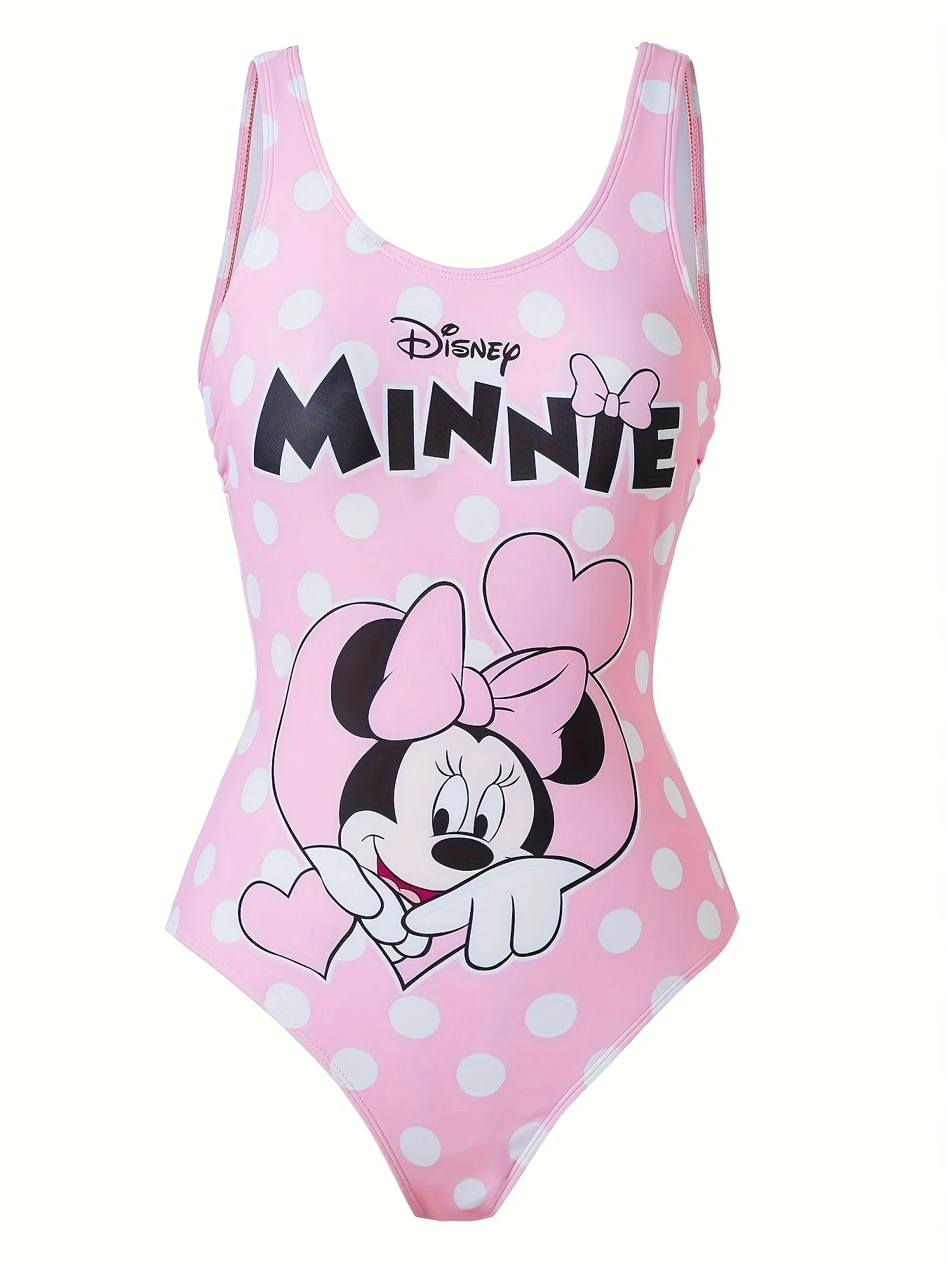 

Women's One Piece Swimsuit Minnie Mouse Pink Polka Dot Bathing Suit Monokini Swimwear