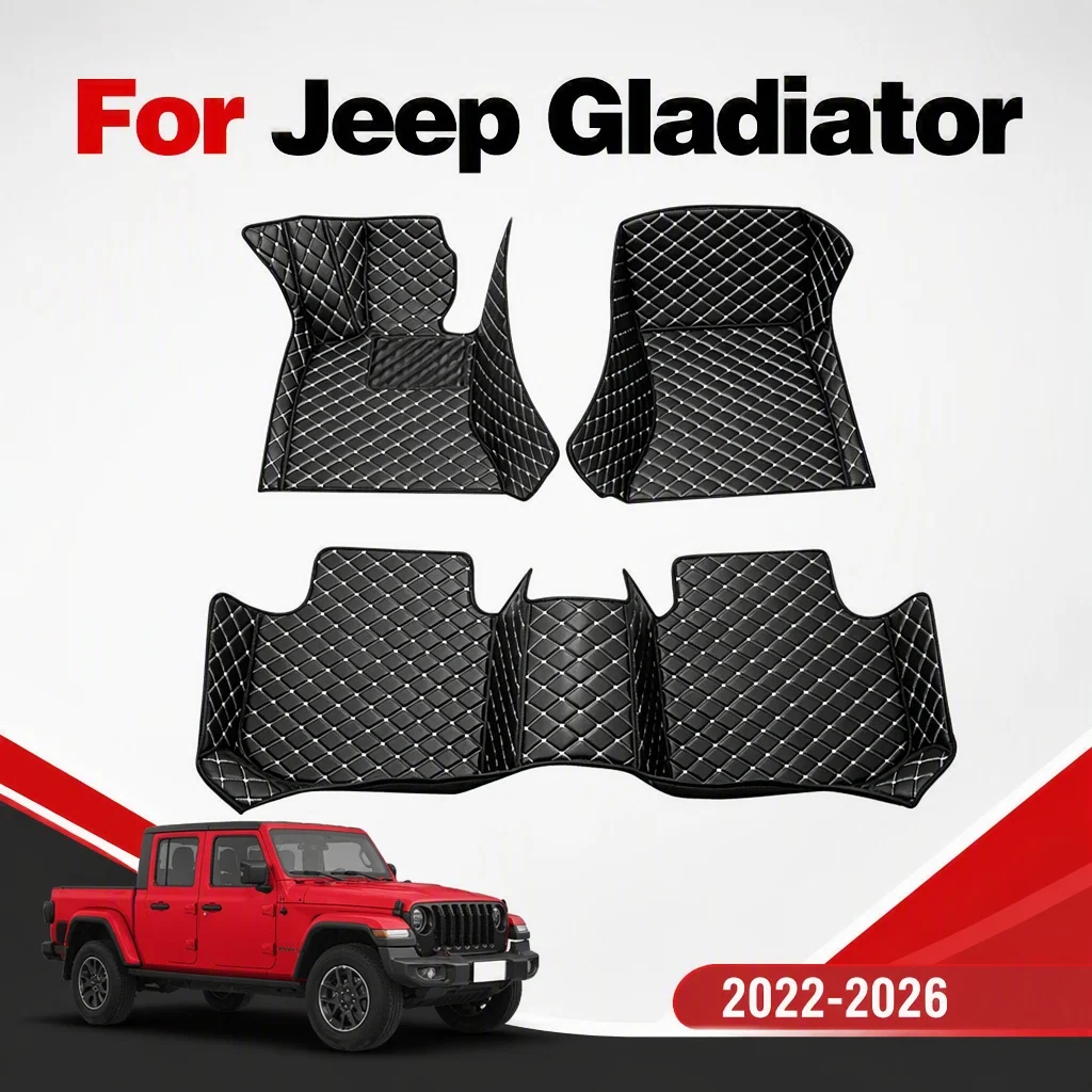 LHD Car Floor Mat For Jeep Gladiator 2022 2023 2024 2025 2026 Custom Leather Carpet Car Accessories Car Interior Decor Styling