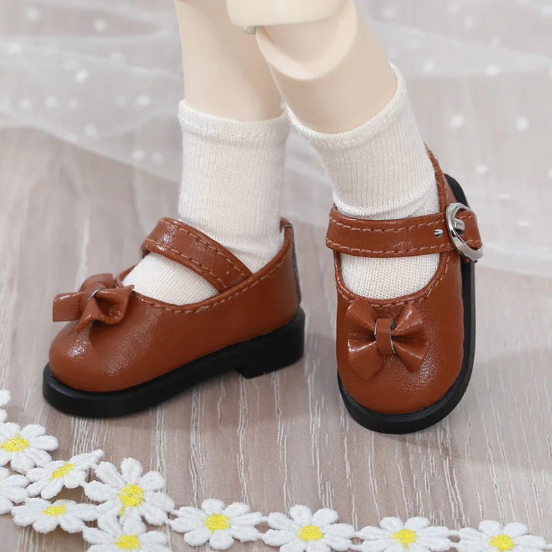 Feather PU Shoes For 30cm Ball Jointed Doll 1/6 Bjd Doll Accessories Diy Toy Gift For Girls Shoes With Bow