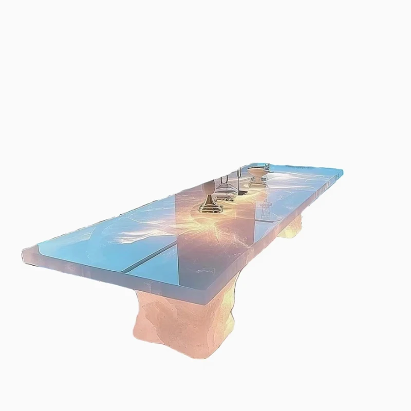 #Modern  Real Marble Crystal Dining Table Set Home Furniture With Lighting Feature For Living Room