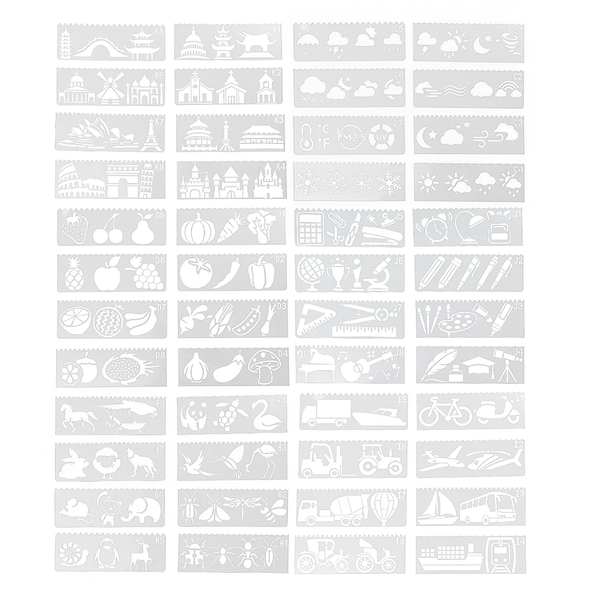 6 Set/48 Hollow Out Paint Stencils Drawing Template Painting Templates for Kids