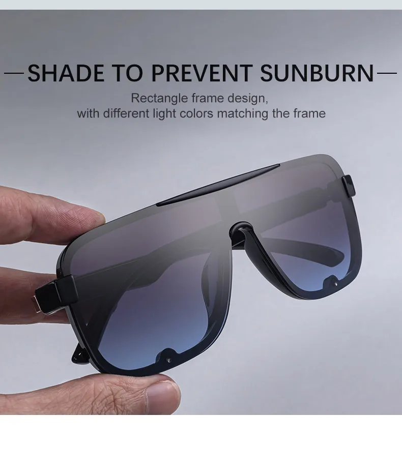 Polarisierte Klassische Quadratische Sonnenbrille für Herren mit Großem Rahmen 2026 Luxusmarke Punk Shield Goggle Sonnenbrille für Männer UV400 Eyewear Shades – Detail 7
