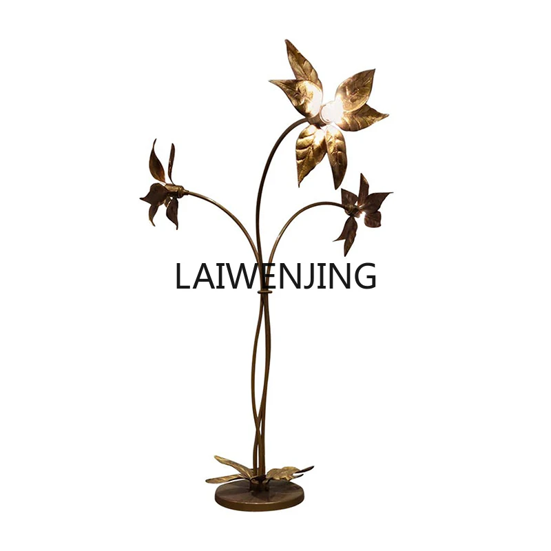 

MJY living room art leaf installation, metal flower floor luminous ornament